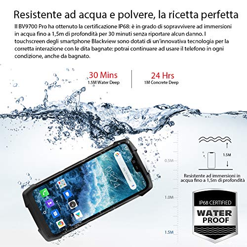 Telephone Portable incassable Blackview BV9700 Pro – Smartphone étanche IP68 5,9 Pouces FHD +, Helio P70 Octa 6GB…