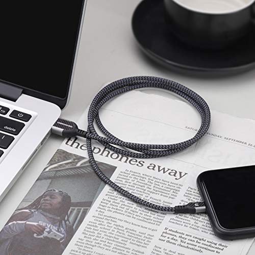 UNBREAKcable Câble Lightning pour iPhone – [Certifié MFi] Câble de Chargement, Câble en Nylon Plus Tendre 2.4A, Chargeur…