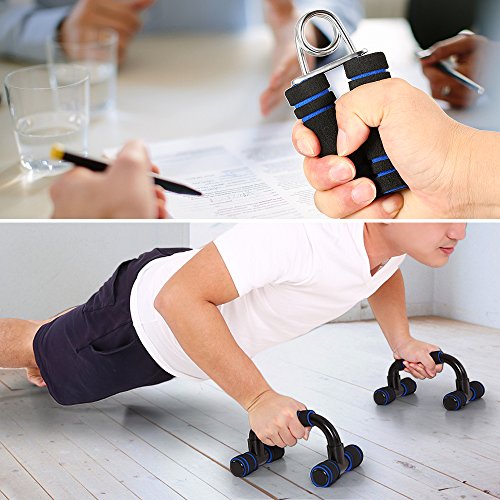 TOMSHOO Appareils de Fitness 5 en 1 Roue Abdominale + Poignée de Pompe + Corde à Sauter + Pince à Main + Tapis pour…