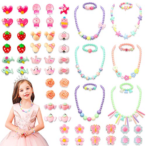 WATINC 62 Princesse De Bonbons Bébés Enfants Bijoux Ensemble Coloré Collier de Perles Bracelet Anneau Boucle D’oreilles…