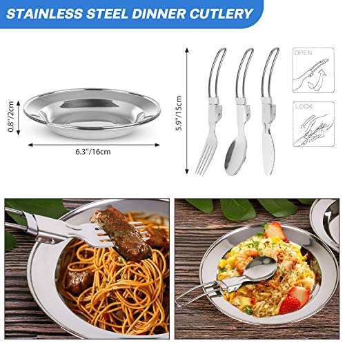 Odoland Multi-PCS Kit de Casseroles Camping, Cookware Kit en Alliage d’Alu, Légère, Durable et Compact avec Réchaud de…