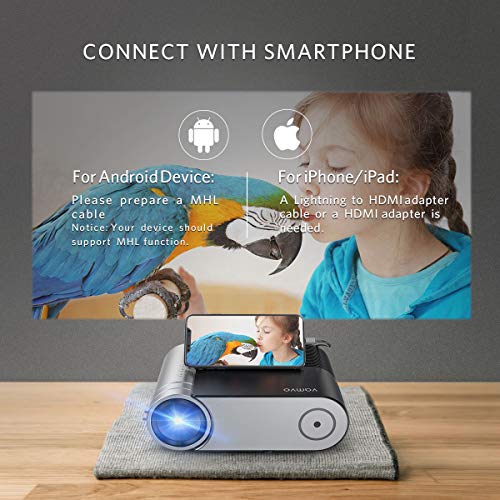 Videoprojecteur Vamvo 200″ 5800 Lumens Supporte 1080P Full HD Projecteur, Portable Multimédia Home Cinéma Retroprojecteur, Mini Projecteur Vidéo Compatible HDMI VGA AV TF USB PS4(Noire)