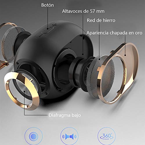 KKDWJ X6 Bluetooth Subwoofer, 3D Sound Wireless Bluetooth Pratique USB Chargeant TWS Serial Card Speaker,Noir