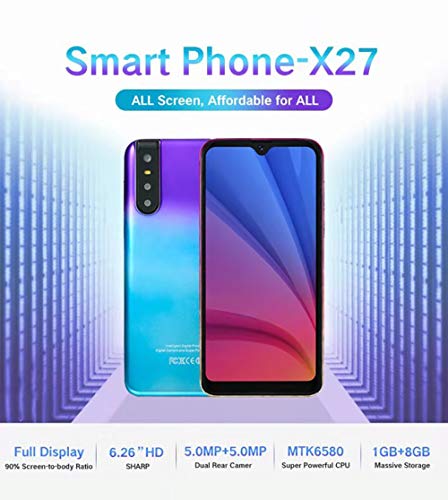 GEOTEL X27 Smartphone, 6.26″ 3G Téléphones Portables Débloqués, Android 5.1, Appareil Photo 5MP+5MP, Dual SIM, Noir