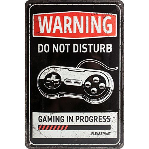 Nostalgic-Art Plaque Vintage Gaming in Progress – Idée de Cadeau pour Les Gamers, en métal, Design Retro pour la…