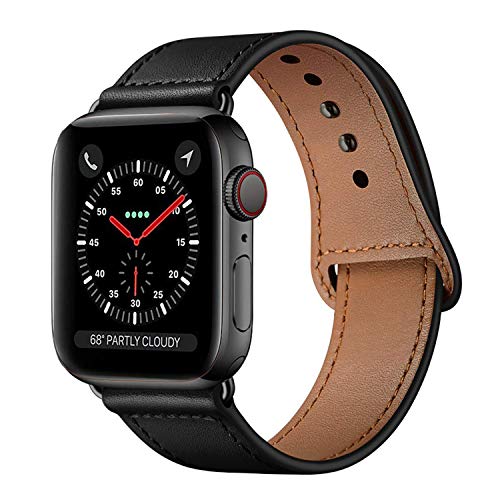 Qeei Compatible pour Bracelet Apple Watch Cuir 45mm 44mm 42mm,Innovative Boucle Caché Minimaliste Cuir Véritable Bande…