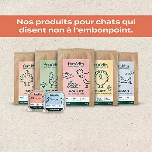 Franklin – Croquettes sans Céréales – Chat Adulte – 60% de Viande – Hypoallergéniques – Digestion Parfaite – Saumon…