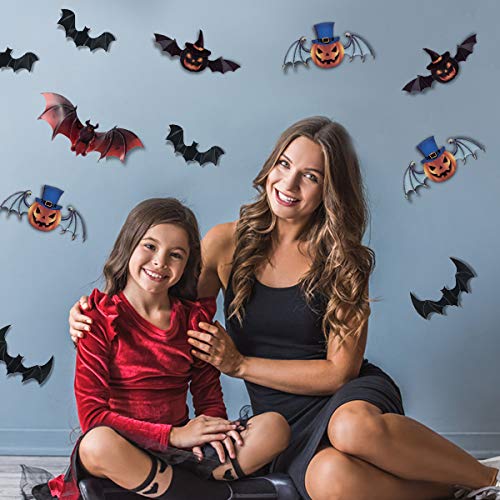 Décorations de chauve-souris d’Halloween – 120 PCS 3D Citrouille Chauves-souris Stickers Muraux, Imperméables Bats Craft…