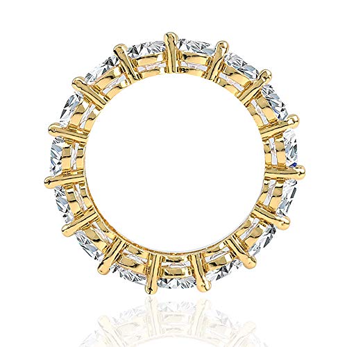 WusaiB Hip Hop Diamond Ring Iced Out Diamond CZ Band Ring Couple Micro Zircon Ring Love 18K plaqué Or Strass Bague…