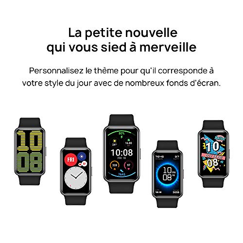 HUAWEI WATCH FIT Montre Connectée + Ecouteurs AM61, Boitier en métal, écran AMOLED de 1.64″, 10 Jours D’autonomie, 96 Modes D’entraînement, GPS Intégré,SpO2, Capteur de Fréquence Cardiaque, Noir