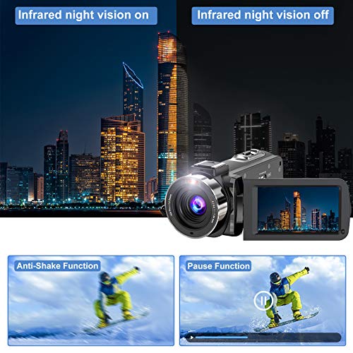 ZORNIK 2.7K Caméscope,IR Vision Nocturne Caméra Vidéo de 36 MP Numérique, Caméra de Vlog avec écran Tactile LCD de 3,0…