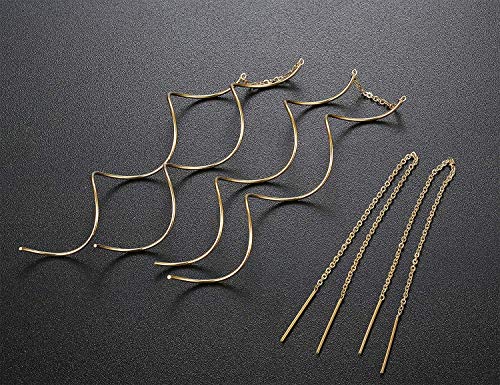 Finrezio Crochet Boucles d’Oreilles Traversantes Pendantes en Acier Inoxydable pour Femmes Filles