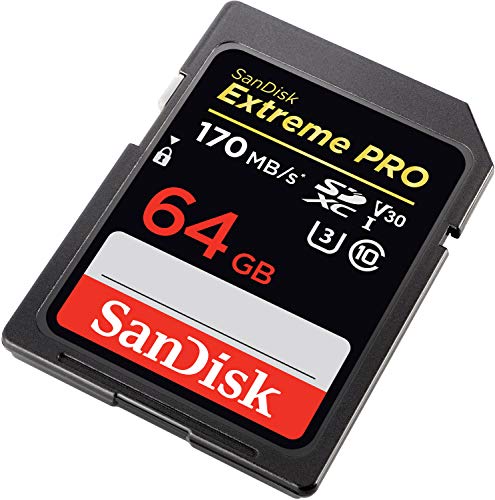 SanDisk 64 Go Extreme PRO SDXC, carte mémoire, jusqu’à 170 MB/s UHS-I Classe 10, U3, V30