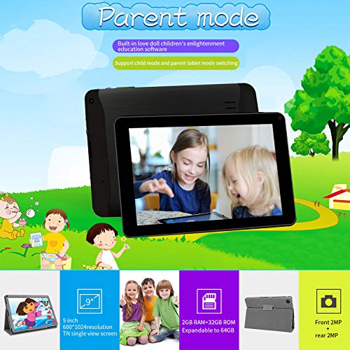 Tablette Tactile 9 Pouces Pas Cher WiFi, 4-Core, 3Go RAM et 32Go ROM/128Go Android 9.0 Pie Logiciels éducatifs, Jeux…