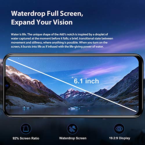 Blackview A60 Smartphone débloqué，Android 8.1 Téléphone Portable, Plein écran Goutte d’Eau de 6.1 Pouces, 4080 mAh…