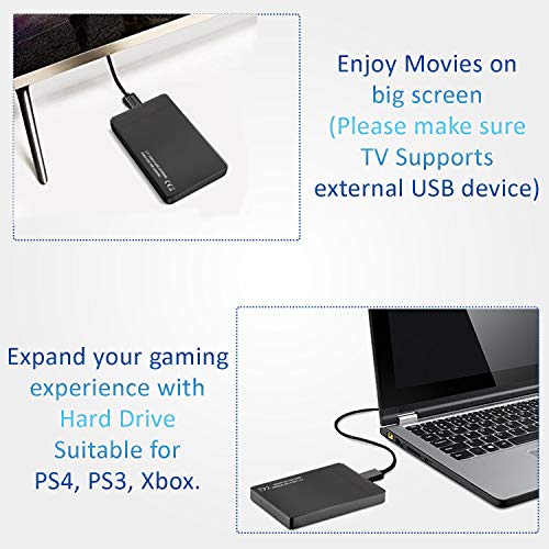 Disque dur externe de jeu 2,5″ USB 3.0 pour Xbox, PS4, PS3, jeux PC, jeux Android, smartphones, Mac et bien plus encore (500 Go)