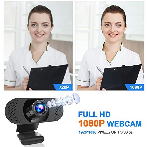 Anykuu Webcam pour PC avec Microphone 1080P Full HD Caméra Web USB 2.0 Audio Stéréo Mise au Point Automatique pour…