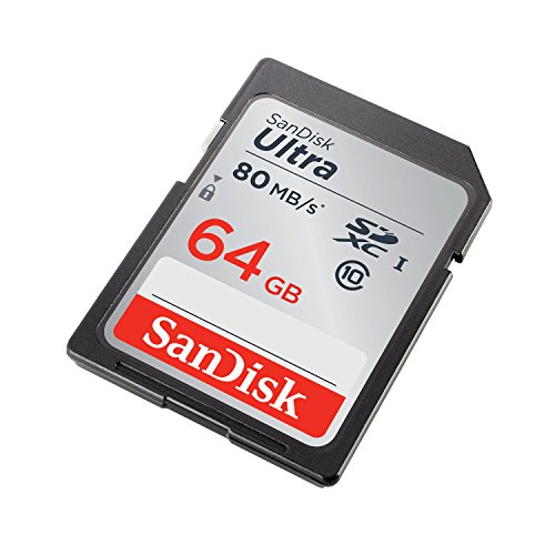 SanDisk Ultra SDXC Memory Card Up to 80 MB/s, Class 10, U1, 64 GB, Black/Grey