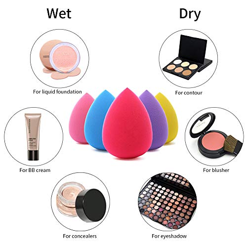 BEAKEY Maquillage Éponge à Fond de Teint Blender pour Beauty Maquillage de Mélange de Fond de Crème et Poudre Liquides…