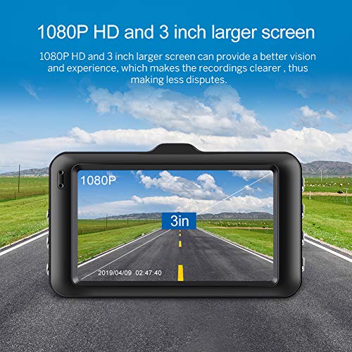 Caméra embarquée FHD 1080p pour voiture, grand angle 170°, écran LCD 7,6 cm, enregistrement en boucle, accéléromètre…