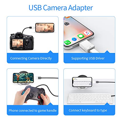 Light-ing to USB Adapter,USB Adaptateur Caméra Adaptateur USB OTG Femelle vers Phone Compatible avec Phone/Pad,Câble…