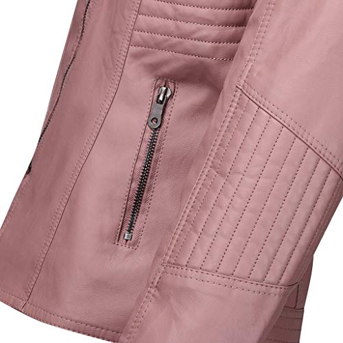Manteau court tendance en similicuir avec fermeture éclair et poche pour femme