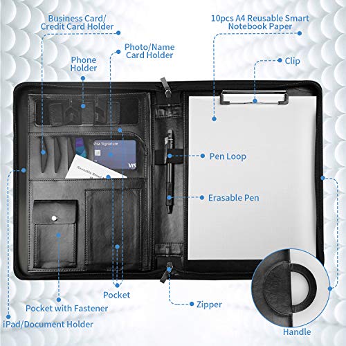 NEWYES Porte Document A4, Multifonctionnel Dossier de Conférence, avec Poignées Magnétiques Pliables, à Fermeture…
