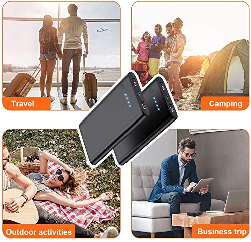 Ekrist【Lot de 2】 Batterie Externe 10000mAh, Ultra Mince, Charge Rapide, 2 Ports USB Sortie, Chargeur Portable Batterie…