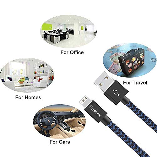Hunletai Câble iPhone [1m+1m+2m/Lot de 3] Cable Lightning Certifié MFi Chargeur iPhone Nylon Tressé Charge Rapide pour…
