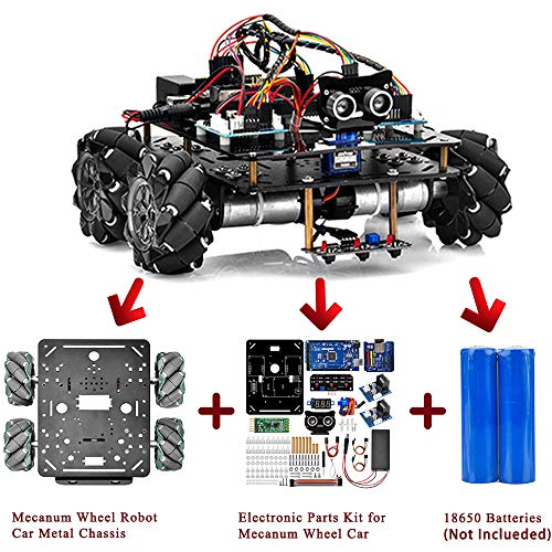 Robot Car Electronics Parts Kit for 4WD Omni Direction Mecanum Wheel Robotic Chassis Compatible for Arduino UNO Mega2560