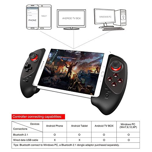 PowerLead Manette de Jeu sans Fil, Upgraded Wireless Gamepad Manette de Jeu rétractable sans Fil Pratique et Extensible…
