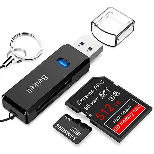 Lecteur de Carte USB 3.0, Beikell Lecteur de Carte Mémoire SD/Micro SD Haute Vitesse Card Reader MMC Memory Stick SDXC…