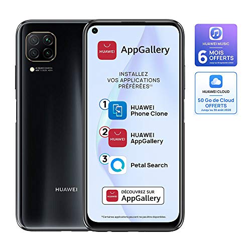 Huawei P40 Lite Smartphone débloqué 4G (6,4 pouces – 6/128go – Double Nano SIM EMUI 10.1 & AppGallery ) Noir + 52VA…