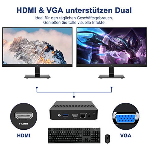 Mini PC, Intel Celeron Processor J3455 8 Go DDR4 / 64 Go eMMC Mini Desktop Computer avec Windows 10 Pro, Connexion HDMI…