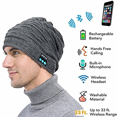 ZHIKE Bonnet BlueTooth Music Beanie,Bonnet de casque sans fil unisexe rechargeable, casque Bluetooth, chapeau d’hiver…