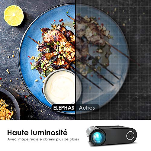 Videoprojecteur, ELEPHAS Vidéoprojecteur 5500 Lumens Mini Projecteur Vidéo Soutien 1080P Rétroprojecteur Full HD LED…