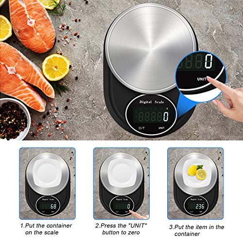 Zorara Balance Cuisine, Balance de Cuisine Precision 5kg/1g, Balance Cuisine Electronique en Acier Inoxydable, Écran LCD…