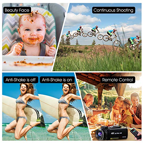 Caméscope 4K Camescope Ultra HD 30MP Caméscope Zoom Numérique 18X Caméra Vidéo Écran IPS 3,0″ Tactile Rotatif Caméra Vlogging pour Youtube avec Microphone, 2 Batteries