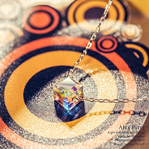 Alex Perry Collier en Cristal pour femmes, Collier en Argent 925, Pendentif en Cristal Cube pour Filles, Cadeaux…