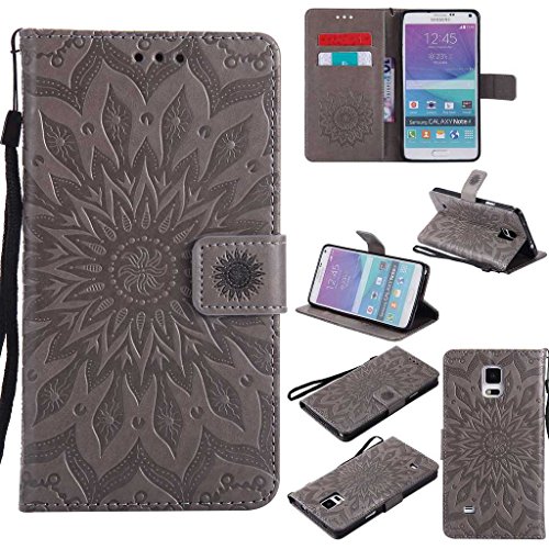 BoxTii Coque Galaxy Note 4, Etui en Cuir de Première Qualité, Housse Coque pour Samsung Galaxy Note 4 (#2 Gris)