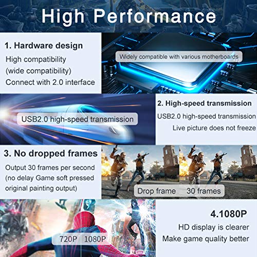 Mayeah Cartes de Capture Audio Vidéo HDMI vers USB 1080p 30fps HD Carte d’Acquisition Jeux pour la Diffusion en Direct Réunion Zoom Compatible avec Caméscope/DSLR/Ordinateur/Phones/PS4