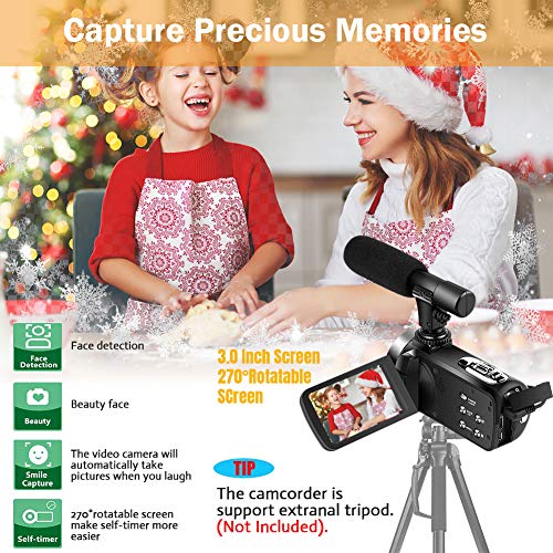 Camescope Caméscope FHD 1080P 24MP 18X Zoom Puissant Camecope Numerique Anti-tremblement Avec Microphone Et Télécommande Sans Fil Caméscope Caméra