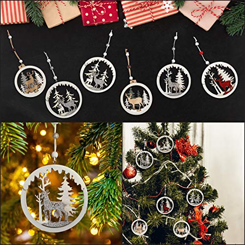 BELLE VOUS Suspension Sapin de Noël en Bois (9 Pcs) – Décoration Sapin de Noel Découpé au Laser Sculpture avec Ficelle…