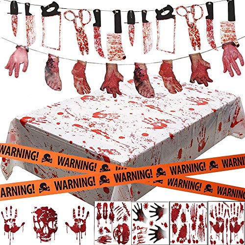 Decorazione di Halloween,Bst4u 26PCS Coltello Insanguinate Main Insanguinata Piede Banner,Adesivo Finestra Héron…
