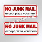 no junk mail except pizza vouchers X 2  letterbox mail box funny sticker vinyl