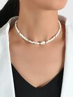 Feelontop Handmade Elegant Boho Seed Beads White Shell Necklace Choker Collar