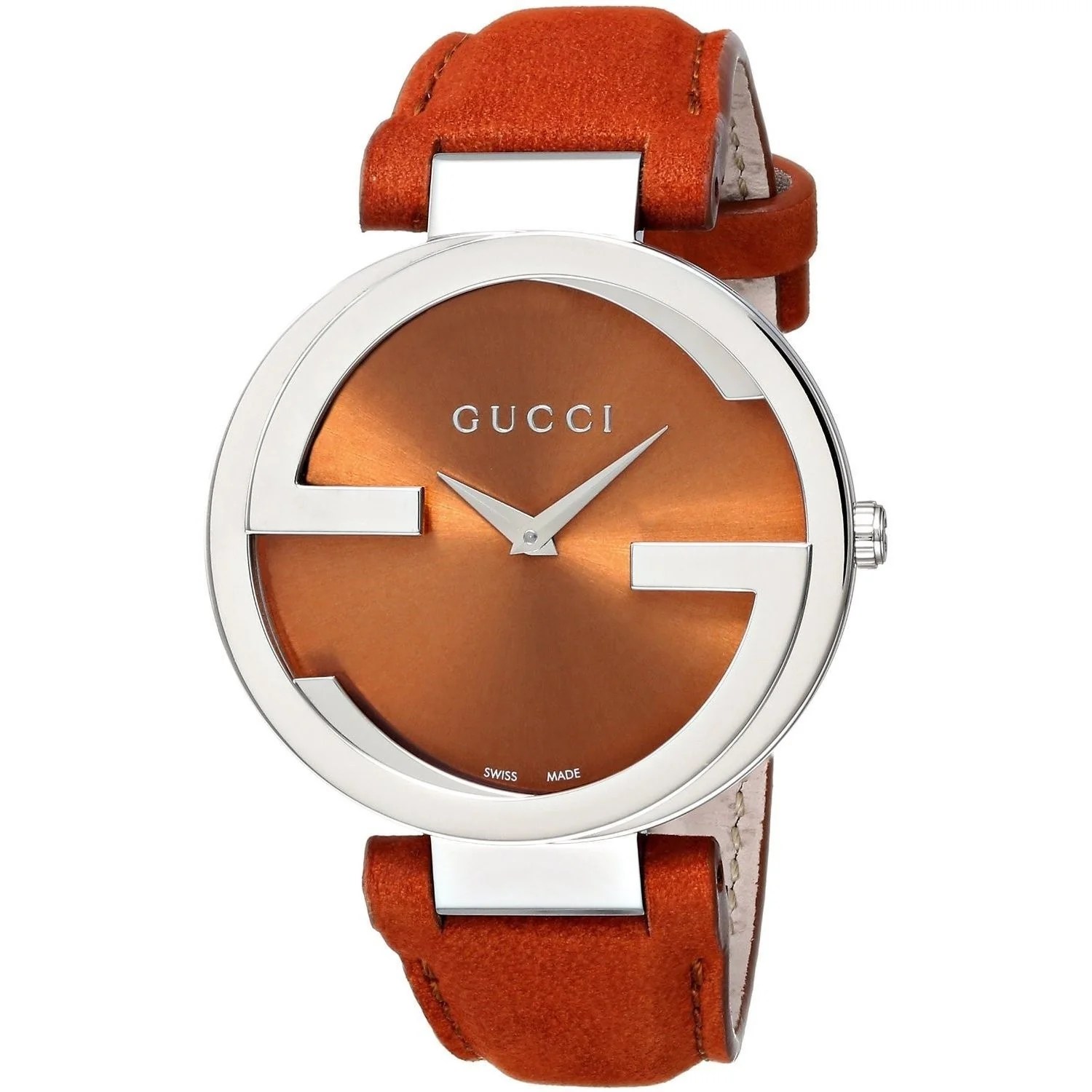 Gucci YA133316 Interlocking 37MM Women’s Orange Leather Watch Gucci YA133316 Interlocking 37MM Women’s Orange Leather Watch