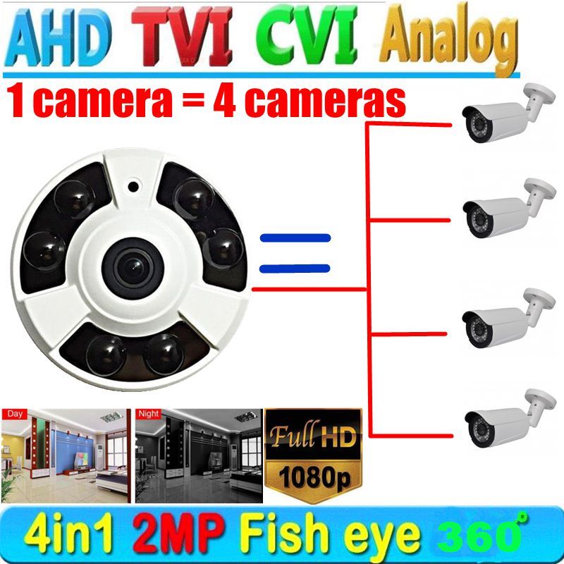 2MP 1080P HD AHD CCTV Security Camera 360 degree Wide Angle Fisheye lens 4 in 1 2MP 1080P HD AHD CCTV Security Camera 360 degree Wide Angle Fisheye lens 4 in 1