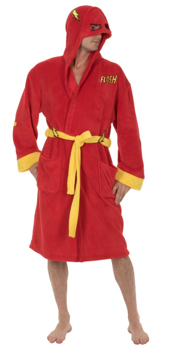 Flash Costume Bath Robe Fleece DC Comics Adult Bathrobe