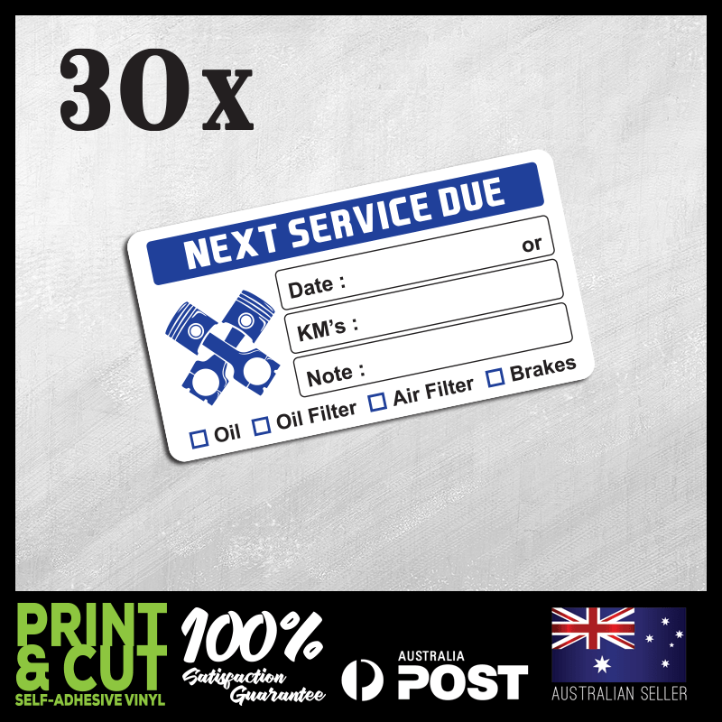 30x Custom Next Service Due Label Mobile Mechanic Stickers 35x65mm #TYPE026 30x Custom Next Service Due Label Mobile Mechanic Stickers 35x65mm #TYPE026